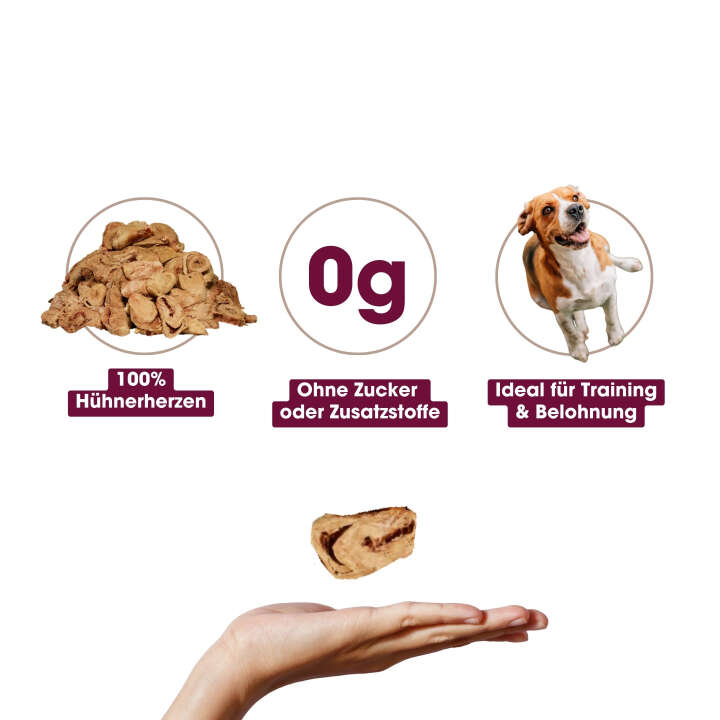 KAUDAS Hundeleckerli HühnerherzenPur Natursnack